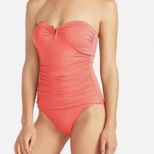 NWT! Tommy Bahama Paradise Coral Bandeau V-Wire Slimming One Piece Swimsuit NEW!